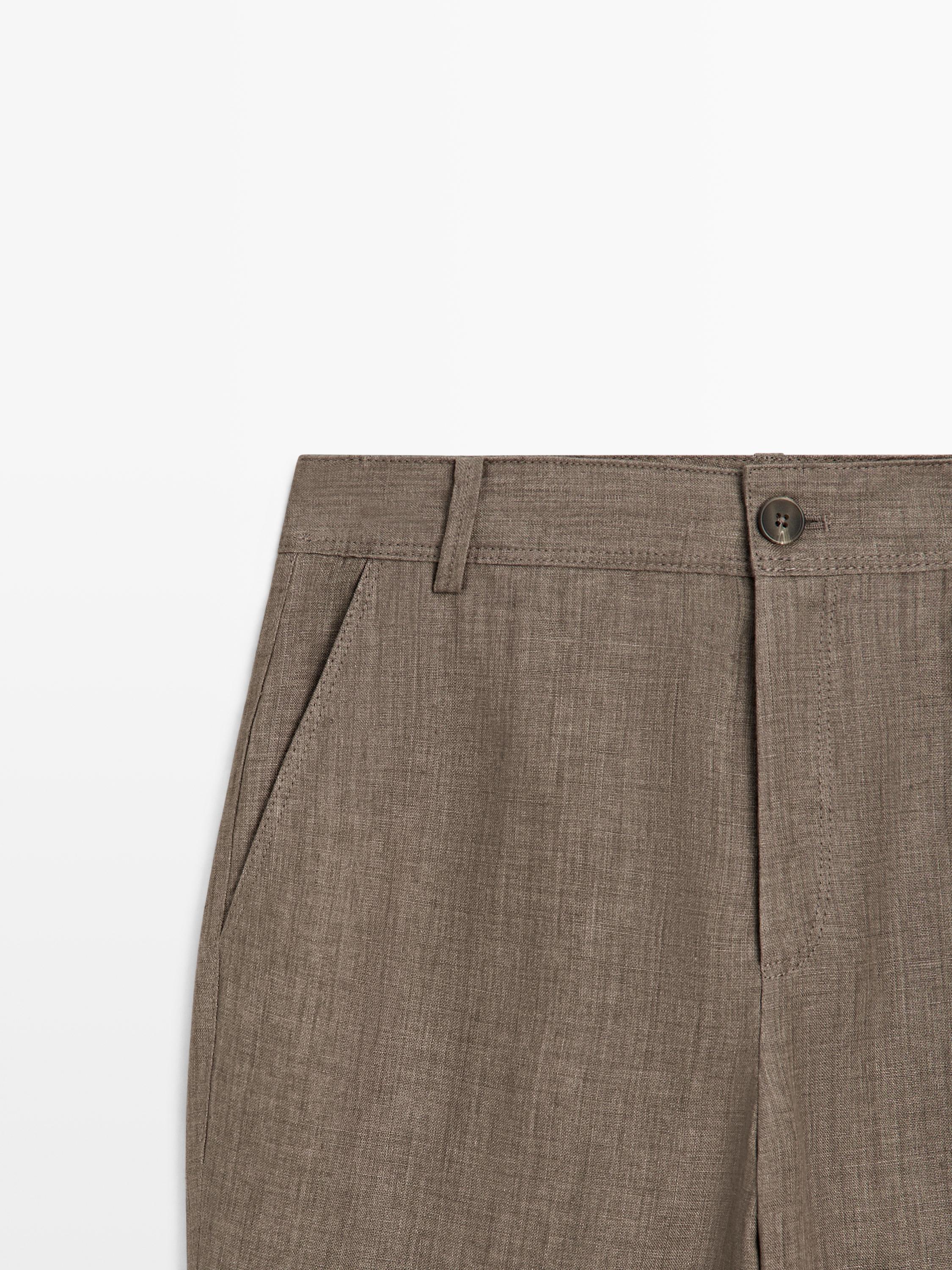 Pantalon kick flare cropped en lin
